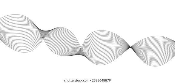 Abstract black wavy lines background with copy space.
