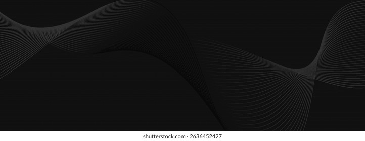 Abstract Black Wavy Lines Background: Minimalist Modern Design with Subtle Curvature for Digital Art and Creative Projects, Emphasizing Depth and Texture