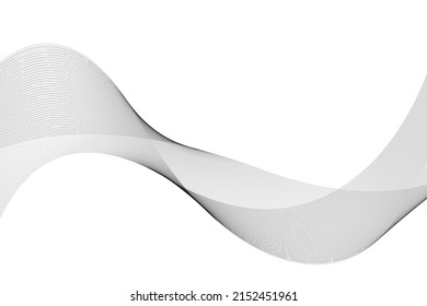 Abstract black wavy lines flowing on a white background for technology, music, science and the digital world