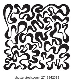 Abstract black wavy lines forming organic fluid shapes on white background minimal art pattern