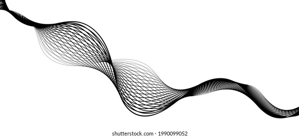 Abstract black wavy lines modern vector background