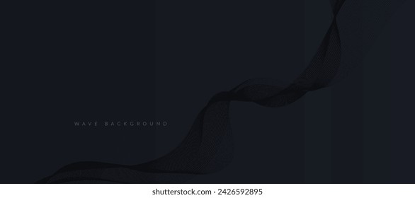Abstract black wavy lines on a black background. Vector modern black background template.	
