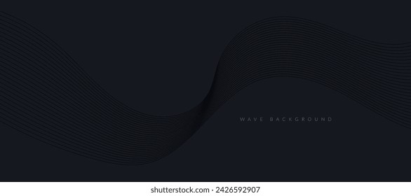 Abstract black wavy lines on a black background. Vector modern black background template.	

