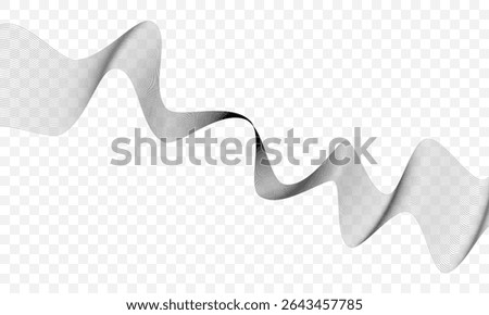 abstract black wavy mesh sound wave pattern on transparent background