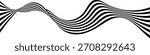 Abstract black wavy stripes forming a flowing, ribbon-like pattern on a white background. design features dynamic curved lines creating a sense of depth, movement, and modern optical style
