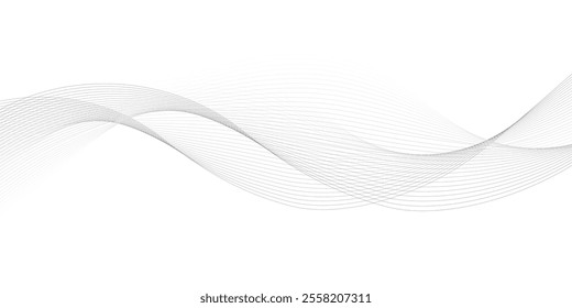 Abstract black and whit wave element for design. Digital frequency track equalizer. Stylized line art background. Vector illustration. Wave with lines created using blend tool.