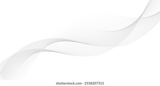 Abstract black and whit wave element for design. Digital frequency track equalizer. Stylized line art background. Vector illustration. Wave with lines created using blend tool.