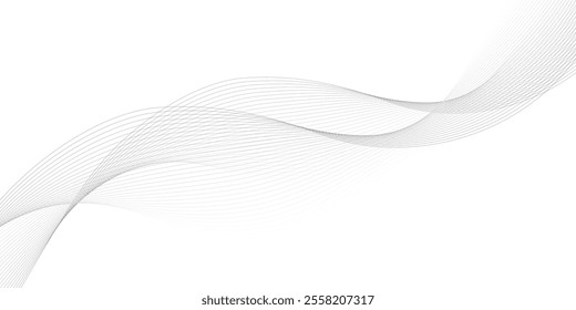 Abstract black and whit wave element for design. Digital frequency track equalizer. Stylized line art background. Vector illustration. Wave with lines created using blend tool.