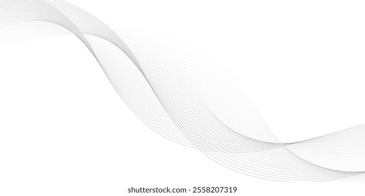 Abstract black and whit wave element for design. Digital frequency track equalizer. Stylized line art background. Vector illustration. Wave with lines created using blend tool.