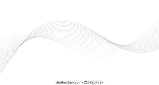 Abstract black and whit wave element for design. Digital frequency track equalizer. Stylized line art background. Vector illustration. Wave with lines created using blend tool.