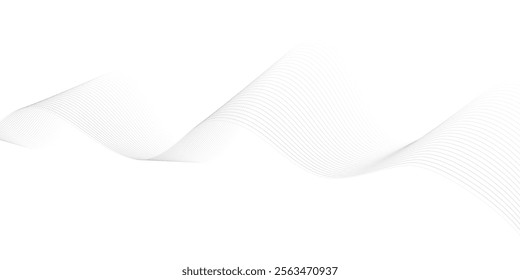 Abstract black and whit wave element for design. Digital frequency track equalizer. Stylized line art background. Vector illustration. Wave with lines created using blend tool.