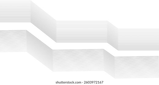Abstract black and whit wave element for design. Digital frequency track equalizer. Stylized line art background. Vector illustration. Wave with lines created using blend tool.