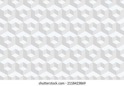 Motif abstrait géométrique harmonieux 3d noir et blanc. cubes hexagonaux isométriques, illusion d'optique, arrière-plan moderne en couleur grise neutre.