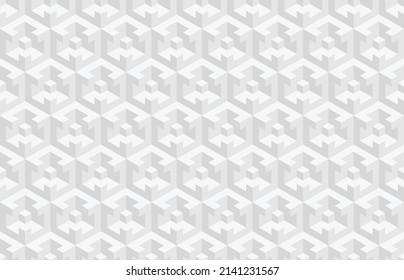 Resumen del patrón geométrico sin soldadura 3d en blanco y negro. Isométrico hexagonal cubes ilusión óptica fondo moderno en color gris neutro.