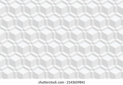 Abstraktes, geometrisches, nahtloses Muster in Schwarz und Weiß. Isometrische sechseckige Würfel optische Täuschung modernen Hintergrund in neutraler grauer Farbe.
