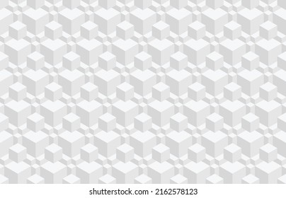 Abstraktes, geometrisches, nahtloses Muster in Schwarz und Weiß. Isometrische sechseckige Würfel optische Täuschung modernen Hintergrund in neutraler grauer Farbe.
