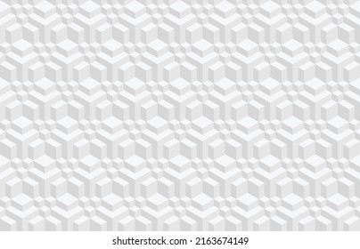 Abstract black and white 3d geometric seamless pattern. Isometric hexagonal cubes optical illusion modern background in neutral grey color.