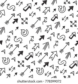Abstract black and white arrow style, Street art, Seamless pattern background.