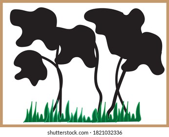 Abstract black and white art  flowers