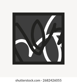 Abstract black and white artwork with bold lines and geometric shapes. Modern design with abstract patterns, bold lines, and geometric elements. Artistic and contemporary. Scribbles vector.