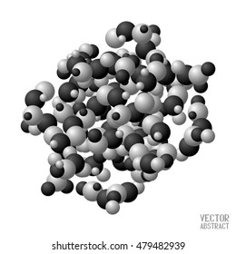Abstract Black and White Artwork. Structural Texture with Balls. Vector. 3d Illustration