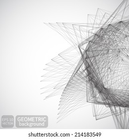 Abstract black and white background. 3d geometric shapes. Vector.