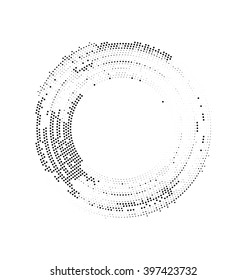 Abstract black white background border from dots path form circles - vector