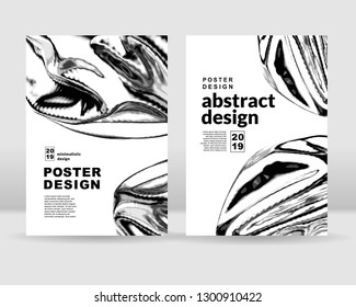 The abstract black and white background. It can be used for posters, cards, flyers, brochures, magazines and any kind of cover. EPS 10