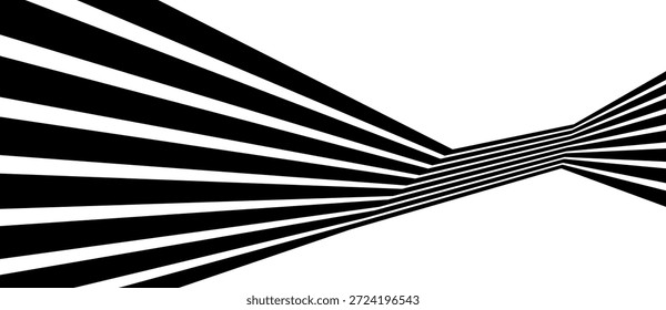 Abstractas fondo blanco y negro con líneas convergentes que forman ilusión óptica, textura geométrica y movimiento dinámico, creando profundidad, simetría y diseño minimalista moderno.
