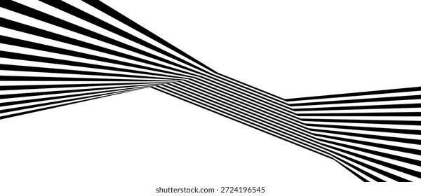 Abstractas fondo blanco y negro con líneas convergentes que forman ilusión óptica, textura geométrica y movimiento dinámico, creando profundidad, simetría y diseño minimalista moderno.