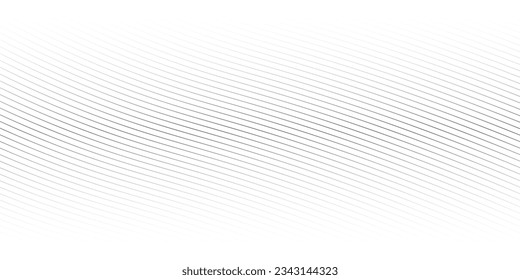 Abstract black and white background with curve lines and waves. Diagonal lines halftone effect.