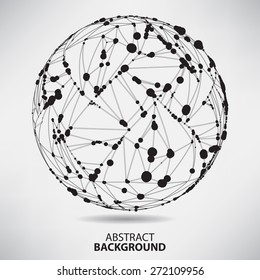Abstract black and white background with dots and lines on theme digital technology and internet 