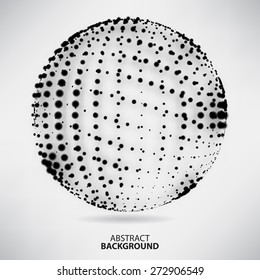 Abstract black and white background with dots and lines on theme digital technology and internet