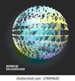 Abstract black and white background with dots and lines on theme digital technology and internet