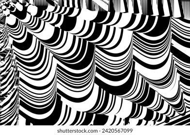 Abstract black and white background. Elegant pattern, op art psychedelic design. Vector illustration.