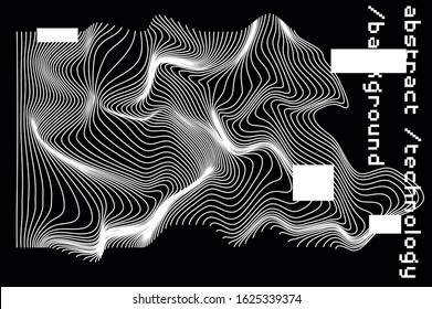 Abstract black and white background with generative art elements.  Futuristic and glitched shapes in cyberpunk style.
