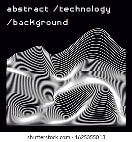 Abstract black and white background with generative art elements.  Futuristic and glitched shapes in cyberpunk style.