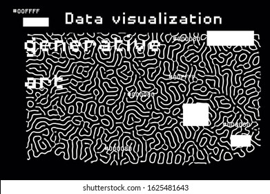 Abstract black and white background with generative art elements.  Futuristic and glitched texture in cyberpunk style.