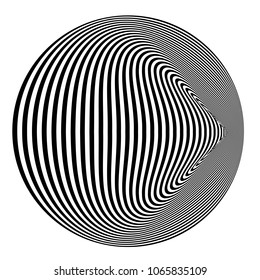 Abstract black and white background. Geometric pattern with visual distortion effect. Illusion of rotation. Op art.