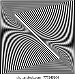 Abstract black and white background. Geometric pattern with visual distortion effect. Illusion . Op art.