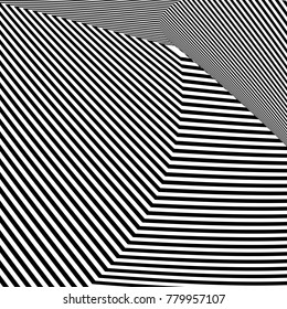 Abstract black and white background. Geometric pattern with visual distortion effect. Illusion . Op art.