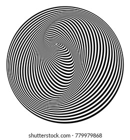 Abstract black and white background. Geometric pattern with visual distortion effect. Illusion of rotation. Op art.