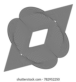Abstract black and white background. Geometric pattern with visual distortion effect. Illusion . Op art.