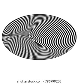 Abstract black and white background. Geometric pattern with visual distortion effect. Illusion of rotation. Op art.