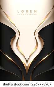 Abstract black and white background with golden elements