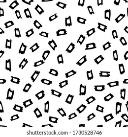 Abstract black and white background with grunge hand drawn element. Geometric seamless pattern for wallpaper, web page, textures, fabric, textile. Decorative vector illustration.