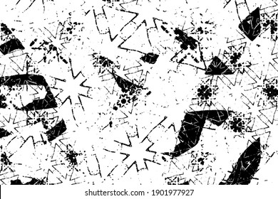 Abstract black and white background. Grunge texture. Monochrome vector pattern