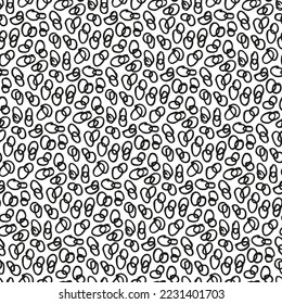 Abstrakter schwarz-weißer Hintergrund. Handgeschriebene Loops für Monochrome nahtlose Muster. Handgezeichnete Kontrastfigur mit einfacher Form. Abstrakte Textur für breite Anwendung. Vektordoodle.
