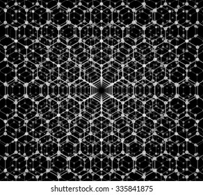 Abstract Black and White Background with Hexagons. Hexagonal Grid Background. Vector illustration. 