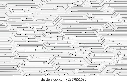 Abstrakter schwarz-weißer Hintergrund mit High-Tech-Struktur-Leiterplatten-Struktur. Elektronisches Motherboard, Vektordesign